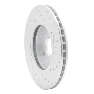 Ford Focus Brake Rotor (1) - Front Left - R1 Concepts - Drilled & Slotted - Silver - `02-`04